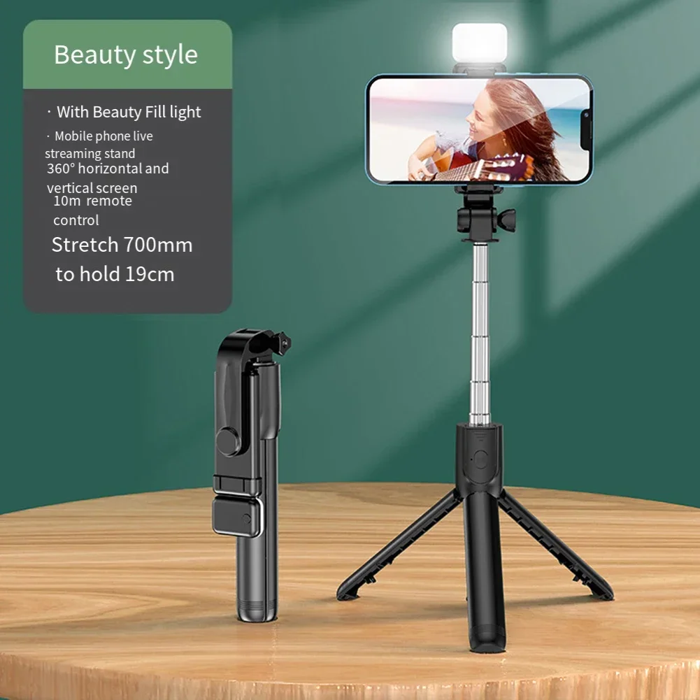 Long Extended Bluetooth Wireless Selfie Stick Live Broacast Stand Holder Tripod Foldable With Fill Light For Smartphones