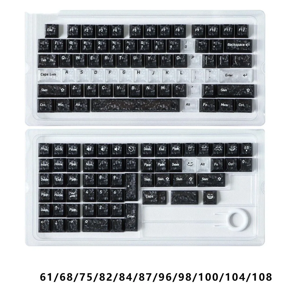 Full Transparent Transparent Keycaps Set Ice Transparent Crystal Clear Mechanical Keyboard Keycaps PBT Cherry Profile PC Keycaps