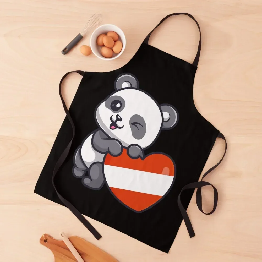 

Austria flag , cute panda with austria heart - Gift For austrian From austria, heart flag womens funny gifts roots proud p Apron