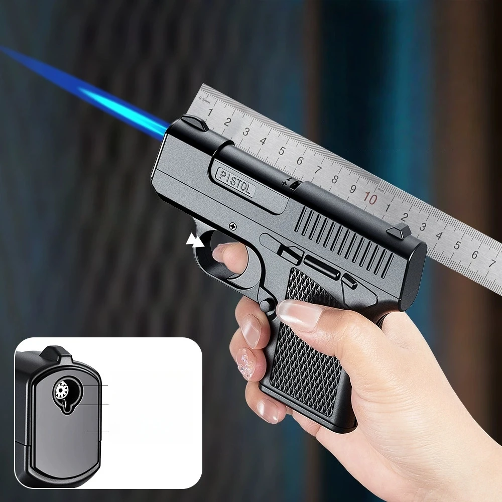 New multifunctional thick, medium and thin cigarette box lighter, windproof inflatable pistol shaped lighter, men's gift