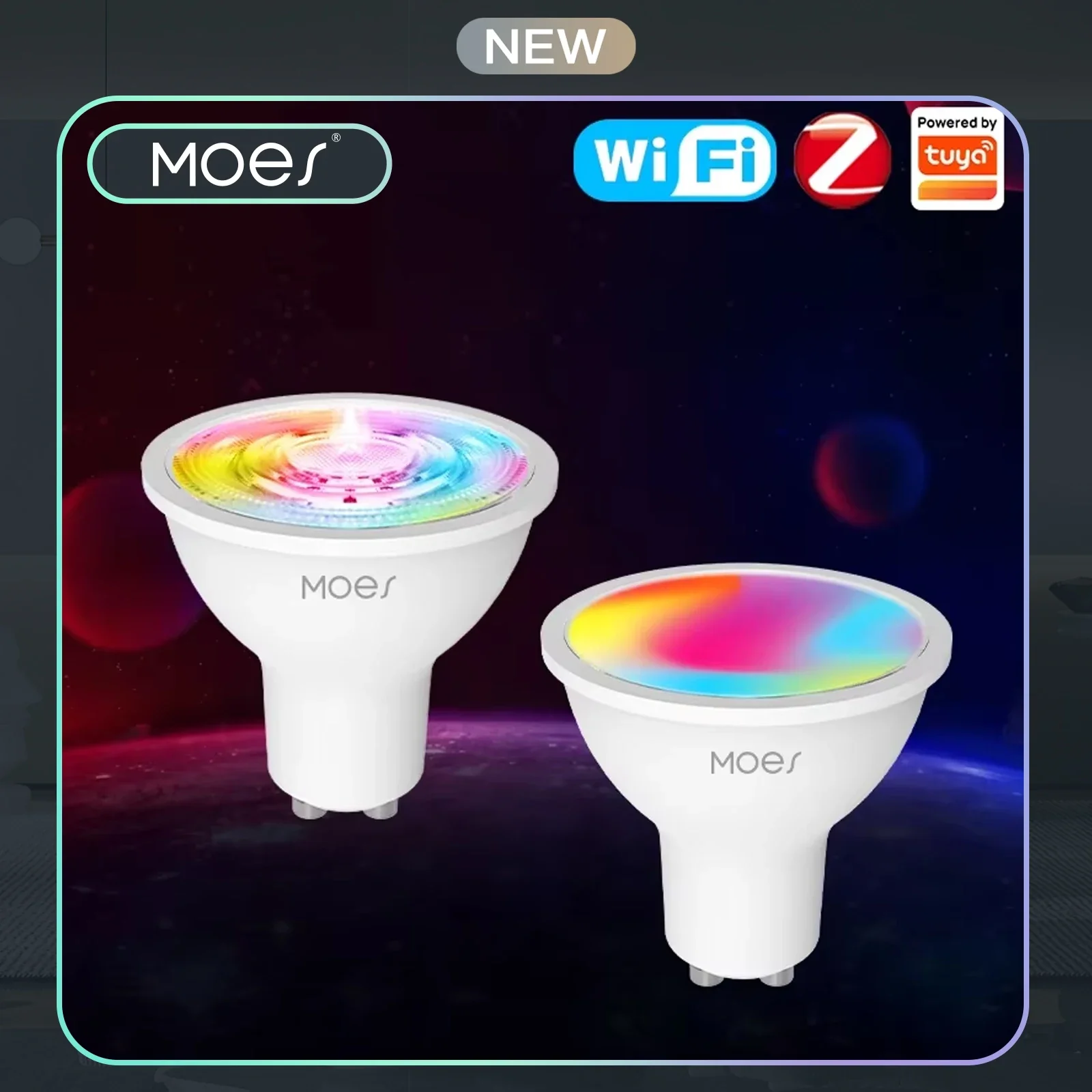 MOES Tuya ZigBee GU10 WIFI Smart LED Bulbs RGB C+W White Dimmable Lamps Smart Life APP Control Light Bulbs Voice Alexa/Google