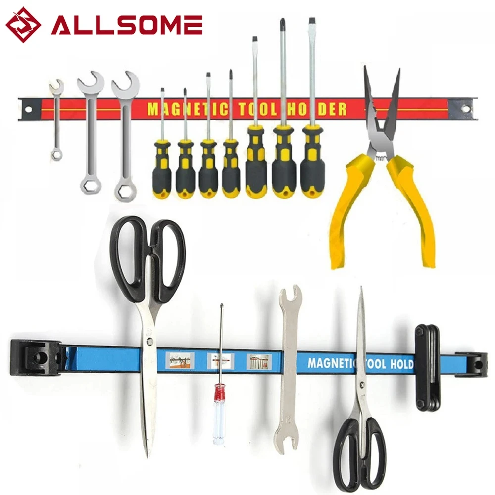 ALLSOME Magnetic Tool Holder Bar Organizer Storage Rack Tool With Strong Magnet Storage For Garage Workshop Metal Tools