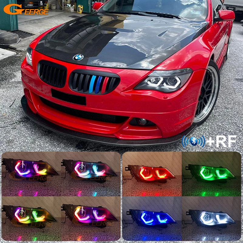 

For BMW E63 E64 630Ci 645CI 650i 635d 650CI M6 Concept M4 Iconic Style Dynamic Multi Color RGB LED Angel Eyes Kit Hex Halo Rings