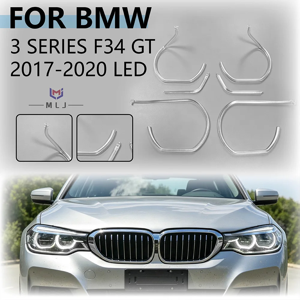 For BMW 3 Series GT F34 2017-2020 High Spec LED Headlight Angel Eyes DRL Acrylic Light Guide Strip Daytime Running Light Parts