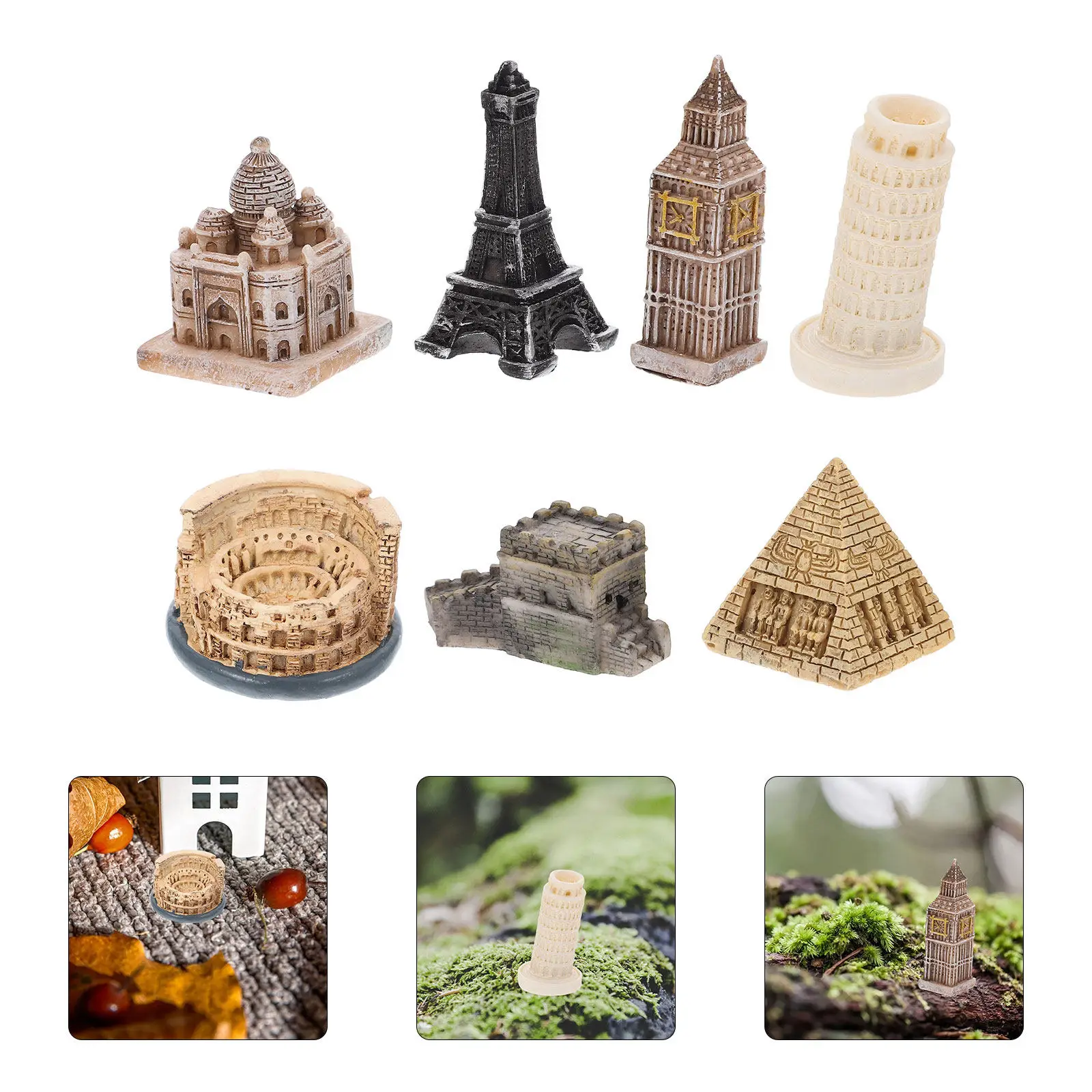 7Pcs Realistic Roman Statue Set Resin Historical Decor for Fish Tank Aquarium Scenery Terrarium Reptile Habitat Home Living Room
