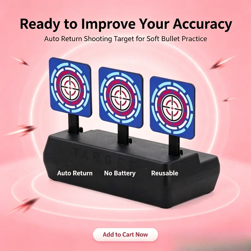 Shooting Hobby Accessory Vertical Auto Reset Target Automatic Rebound Soft Bullet Blaster Practice Game Target