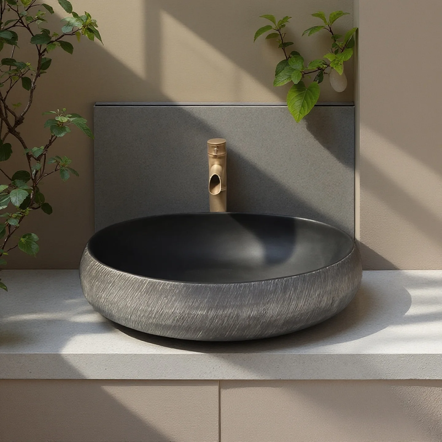 Chinese ceramic wash basin, Jingdezhen high temperature ceramic handmade texture basin, Chinese wind table basin
