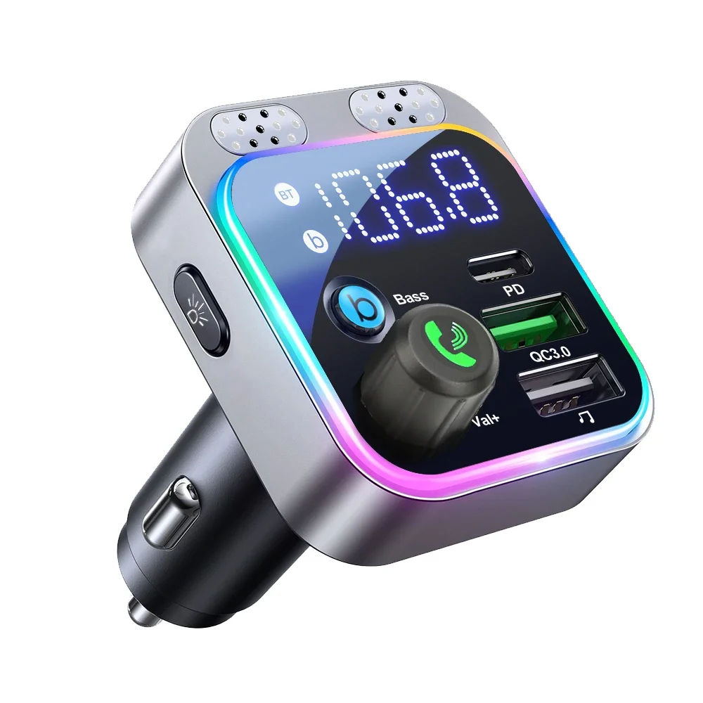

Car Bluetooth FM Transmitter Bluetooth 5.3 FM Transmitter 3 Ports Charger For Car FM/AUX Car Fast Charger Electronic Accessories