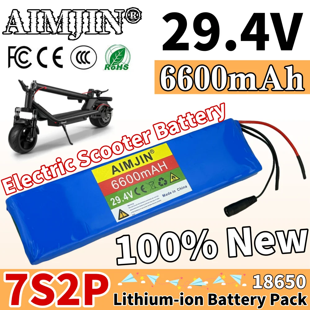 

18650 7S2P 29.4V 6600mAh Li-ion Rechargeable Battery Pack Suitable for Electric Bicycle Moped Balancing Scooter