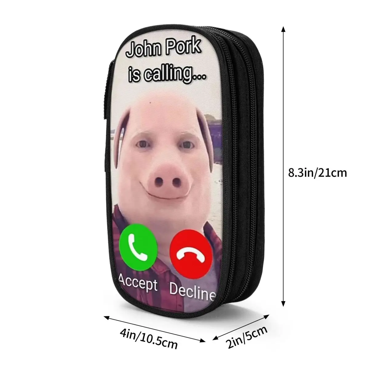 John Pork Is Calling Funny Meme Piórnik Dwuwarstwowy Piórnik o dużej pojemności dla dzieci Artykuły szkolne Piórnik Prezent papierniczy
