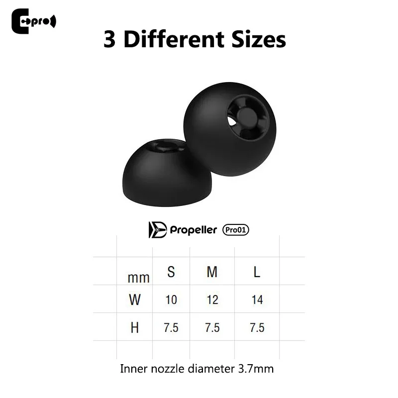 أطراف أذن بديلة من السيليكون مقاس S/M/L من ePro Propeller Pro01 مع قابس ومخروط لسماعات HiFi داخل الأذن مقاس 3.9-5 مم (3 أزواج)