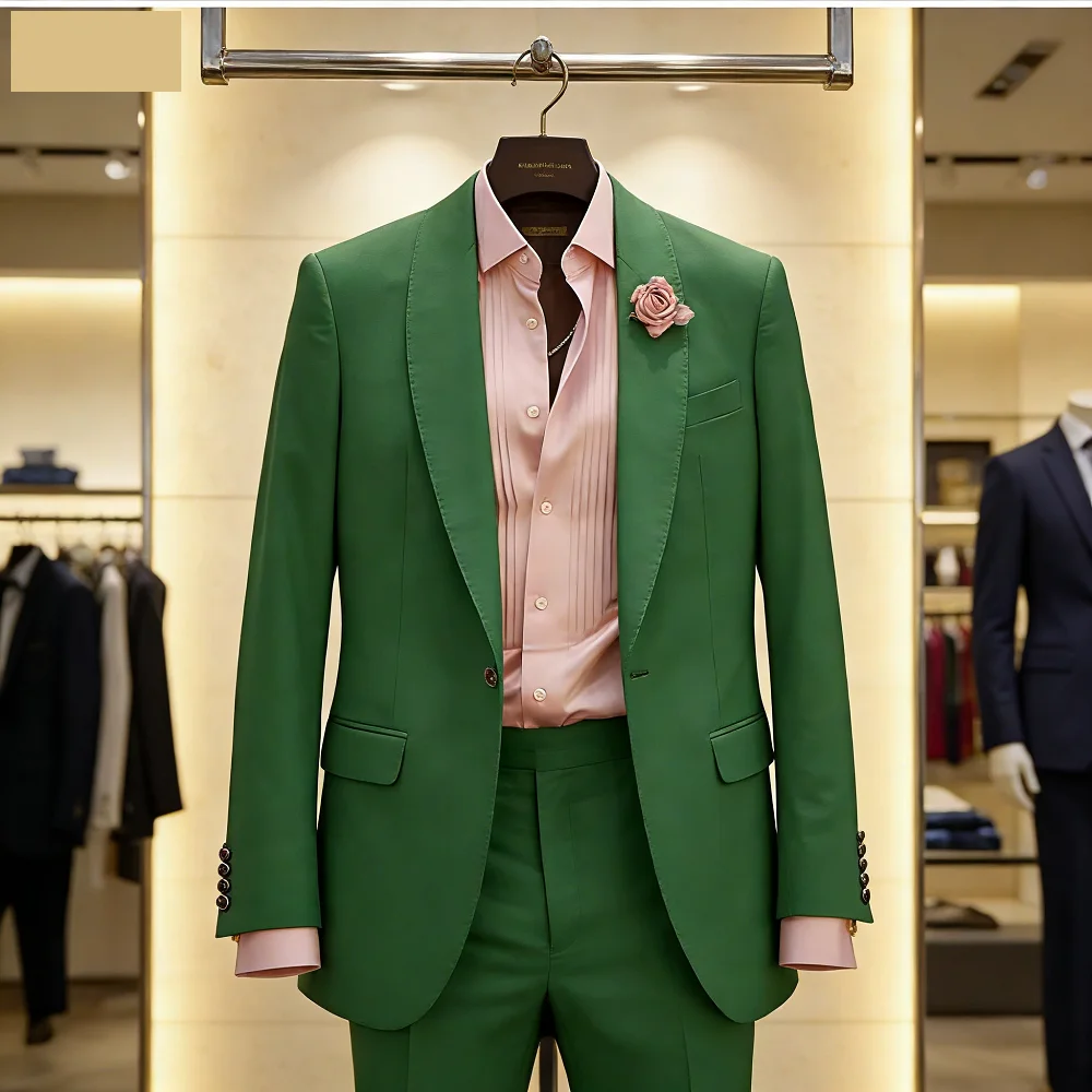 

Men's 2-Piece Tuxedo Slim Fit Moda Masculina Wedding Smoking Blazer Jacket And Pants Traje Homme Mariage Fitted Formal Wear