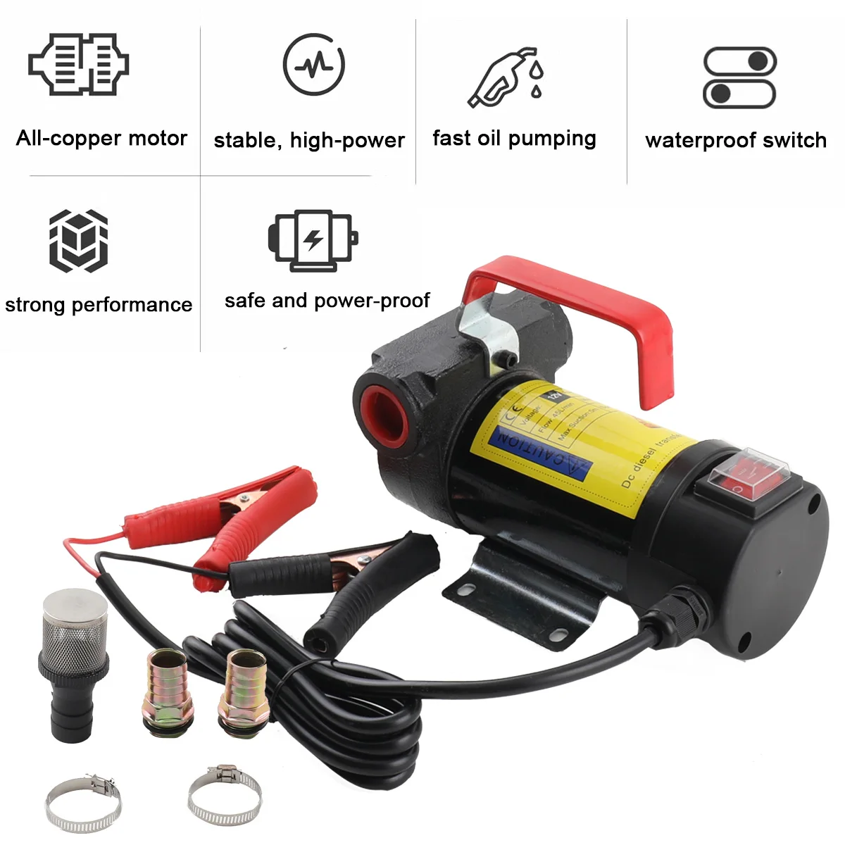 مضخة نقل الوقود الكهربائية المحمولة للسيارة ، 175 واط ، الديزل ، ضخ النفط ، الديزل ، الكيروسين ، الديزل الحيوي ، تيار مستمر 12 فولت