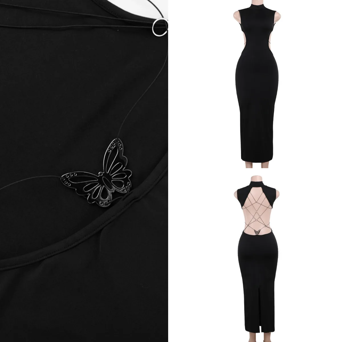 Absobe Sexy Vlinder Backless Bandage Mini Jurk Vrouwen Uitsparing 2023 Herfst Nieuwe Lange Mouw Slanke Nachtclub Feestavond Outfit