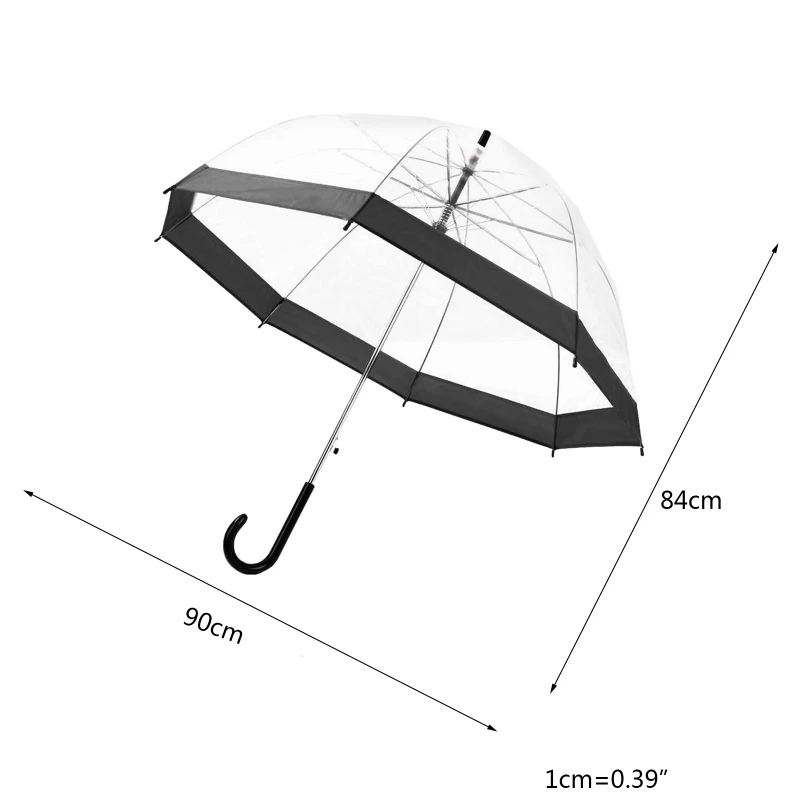 Transparent Long-handle Rain Umbrella Light Women Kids Female Umbrellas