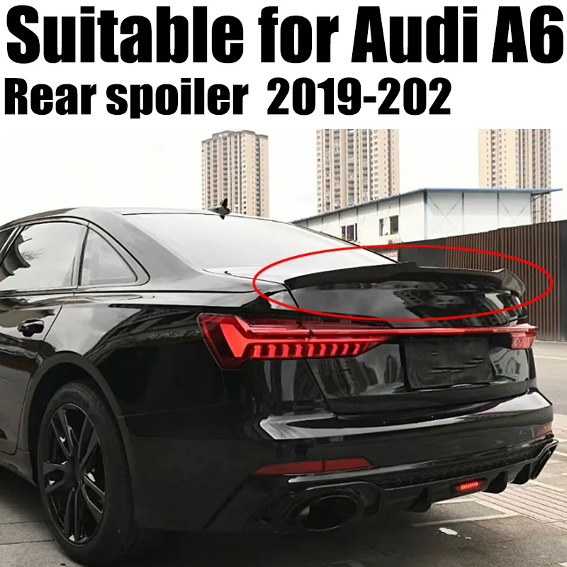 

FOR AUDI A6 C8 Sedan M4 Style Carbon Fiber FRP unpainted Glossy black Forged carbon Rear Spoiler 2019-2022 Trunk Wing