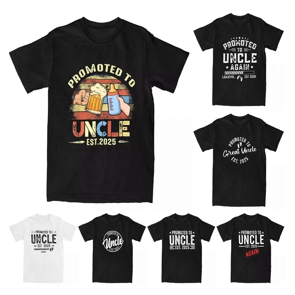 First Time Uncle New Dad Promoted To Uncle 2025 T-Shirt Men Funny Cotton Tees Baby Announcement T Shirts Printed Clothing