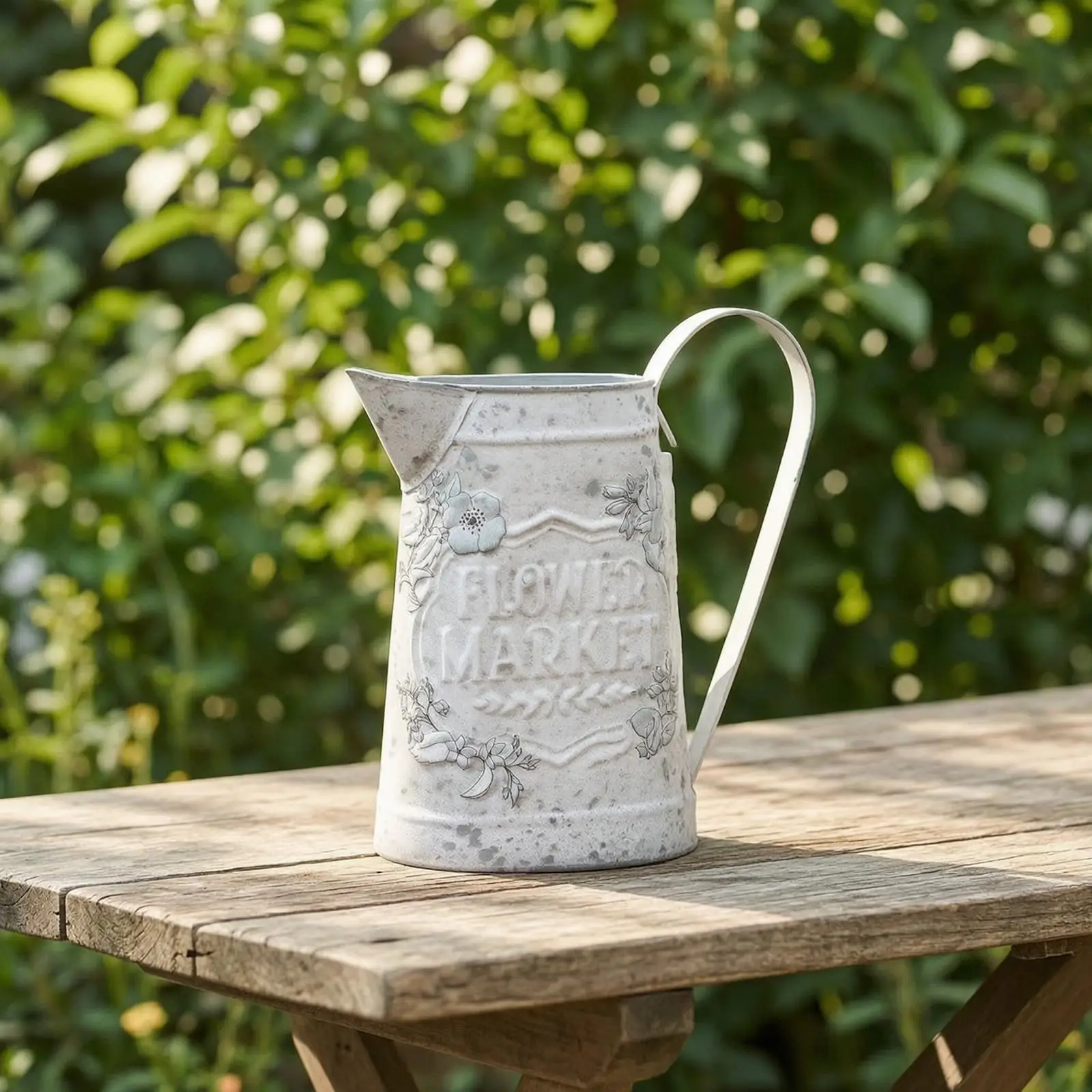 Decorative Outdoor Iron Watering Can Vintage Embossed Floral Jug Planter for Indoor Garden