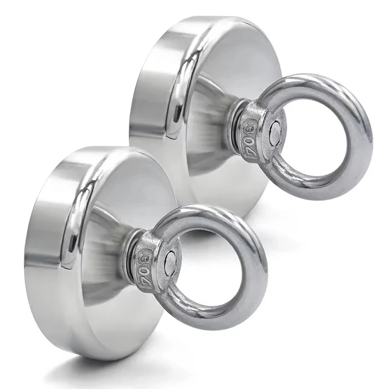 J20-J120 Heavy-Duty Magnetic Fishing Magnet for Underwater Salvage Fishing Magnet with Stainless Steel Hook Ring Eye Bolt Magnet