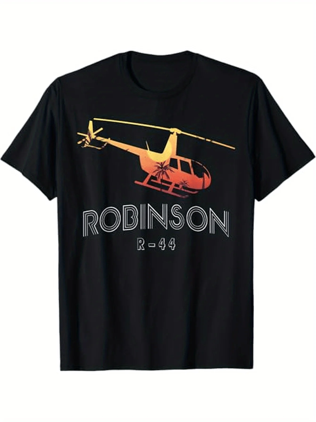 

Вертолет R-44 Graphic — авиационный пилот с оранжевым вертолетом. Мужская футболка из 100% хлопка с круглым вырезом и короткими рукавами с принтом.