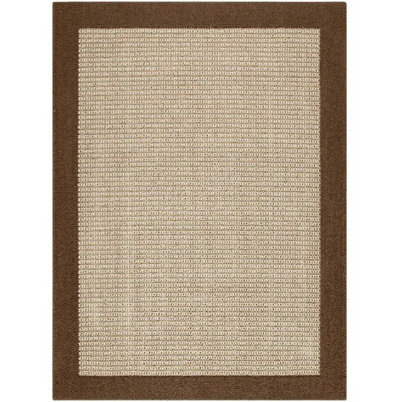 

Traditional Faux Sisal Border Brown Indoor Living Room Area Rug, 5' x 7'