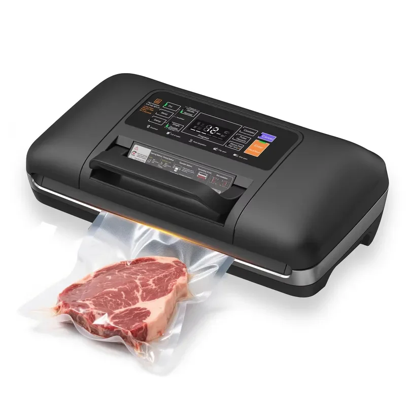 Household and commercial grade vacuum sealing machine, 230W double seal food vacuum sealing machine with cutter and external