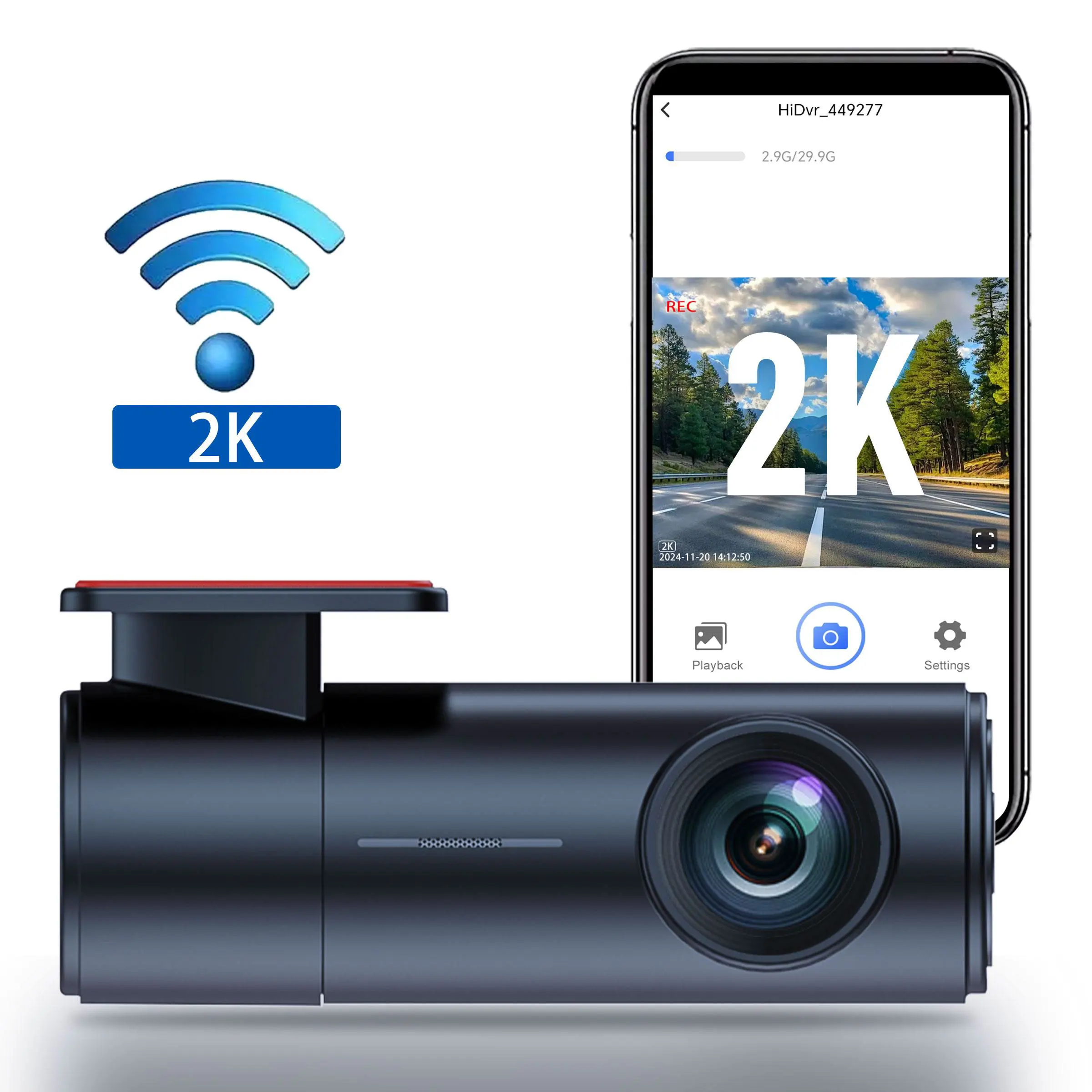 

G29A WIFI Видеорегистратор 2K с циклической записью обнаружения движения 24-часовой мониторинг парковки Видеорегистратор ночного видения 1CH 2-мегапиксельная камера Автомобильный видеорегистратор