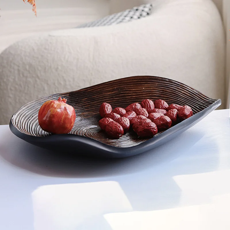 Bandeja Oval Irregular com Estatueta Moderna Simples Retrô Elegante Artesanato Decorativo Pequeno Objeto Decorativo YS40CC