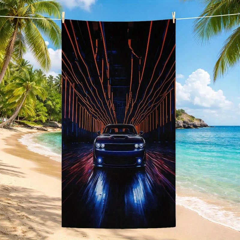 

1pc Car Pattern Beach Towel | High Absorbent, Quick Dry, Soft Lightweight, Perfect for Travel, Gym and Spa,Microfiber Bath Towel