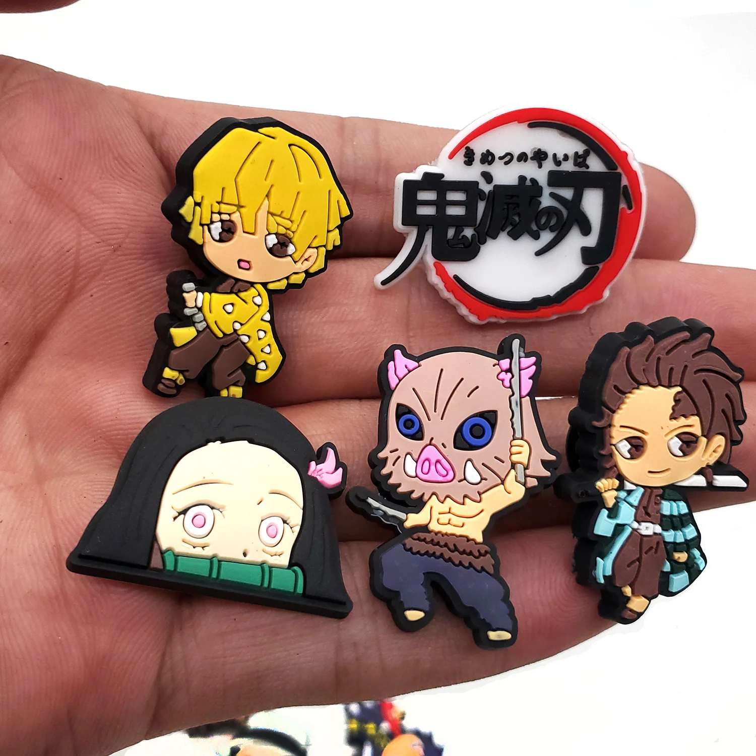 11pcs Set Demon Slayer Cartoon Anime Kamado Nezuko Tanjiro Figures Diy Decorative Buckles For Sandals Accessories Gift view 4