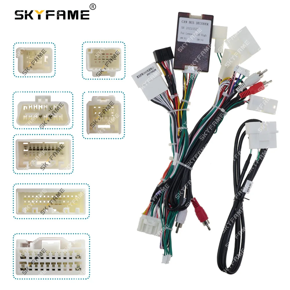 SKYFAME 16Pin سيارة الأسلاك تسخير محول Canbus صندوق فك أندرويد راديو كابل الطاقة لكزس LS430