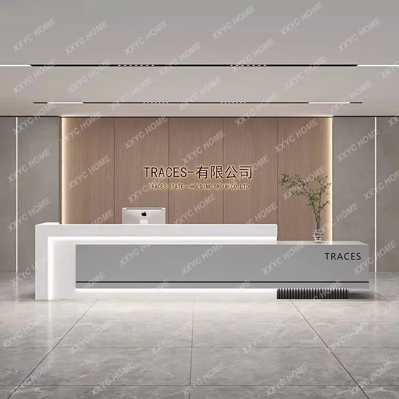 Aahot Sale Modern Simple Reception Desk Baking Paint Company Hotel Lobby Reception Cabinet Bar