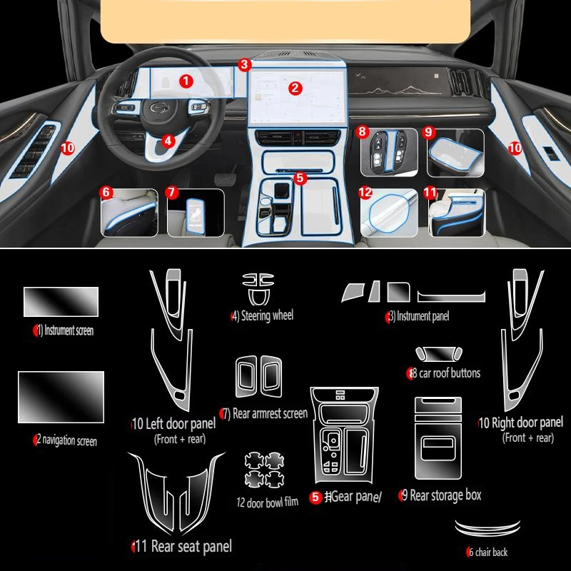 

Прозрачная пленка из ТПУ для Trumpchi GAC MOTOR M8 Grandmaster, наклейка для салона автомобиля, консоль, приборная панель, пленка для экрана, автомобильные аксессуары