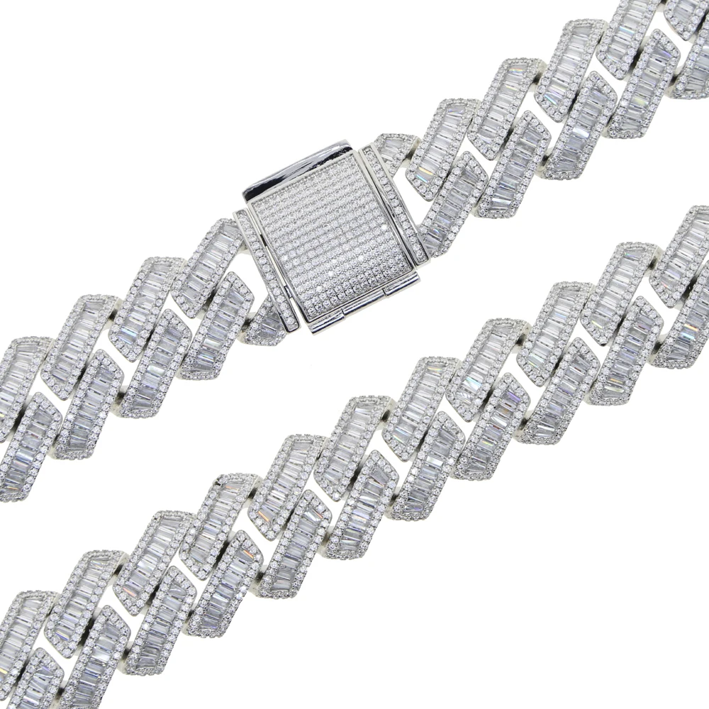 New Iced Out Cuban Link Bracelet For Men Prong Setting CZ Cubic Zirconia Two Tone Color Chain Bangle Hip Hop Jewelry