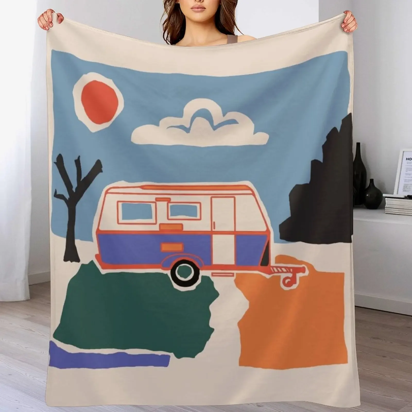 

Retro Vintage Caravan Throw Blanket Sofa Quilt Warm Comforter Blankets