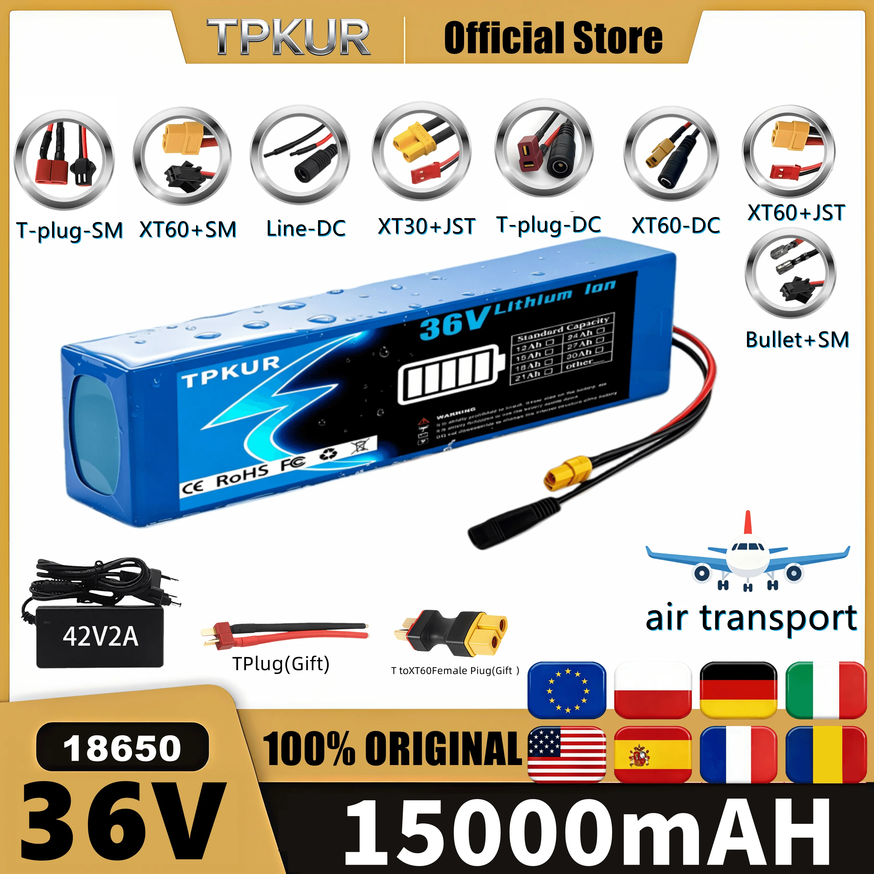 36V 15000mAh 18650 Lithium Battery Pack 10S3P Rechargeable Built-in BMS Electricd for,Electric Scooter