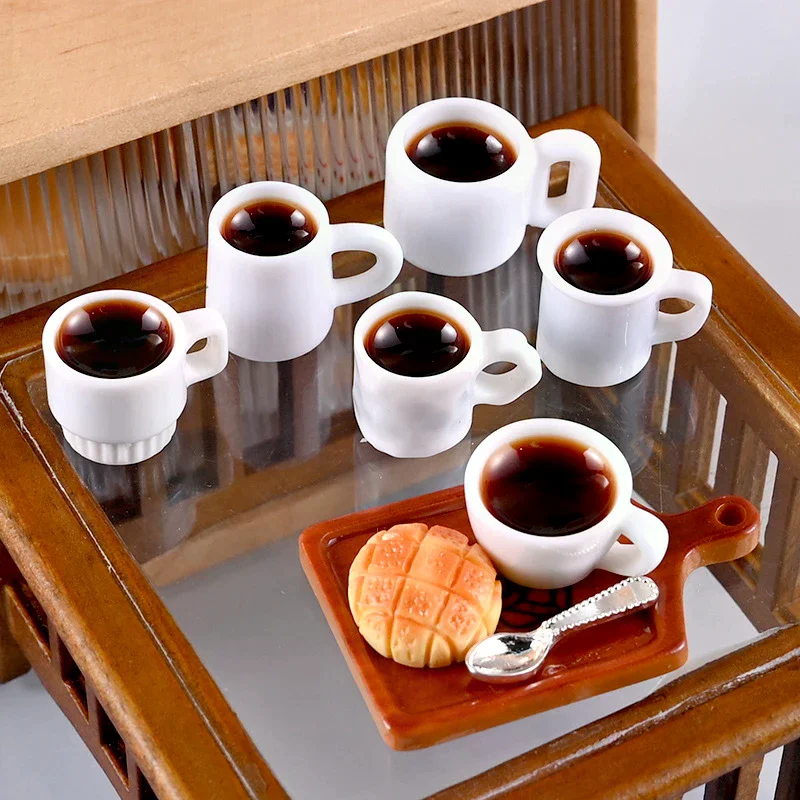 1:12 Dollhouse Coffee Drink Cup Accessories; Water Cup Toy Resin Model Simulation Set of 6 pcs