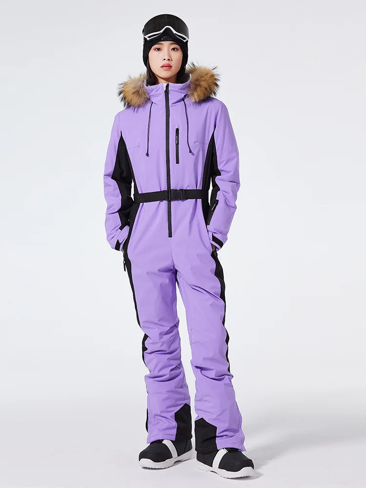 

Winter New One-Piece Ski Suit Women Overalls Slim Fit Warm Outdoor Sports Snowboard Suit Ski Jumpsuits Wind Proof Waterproof