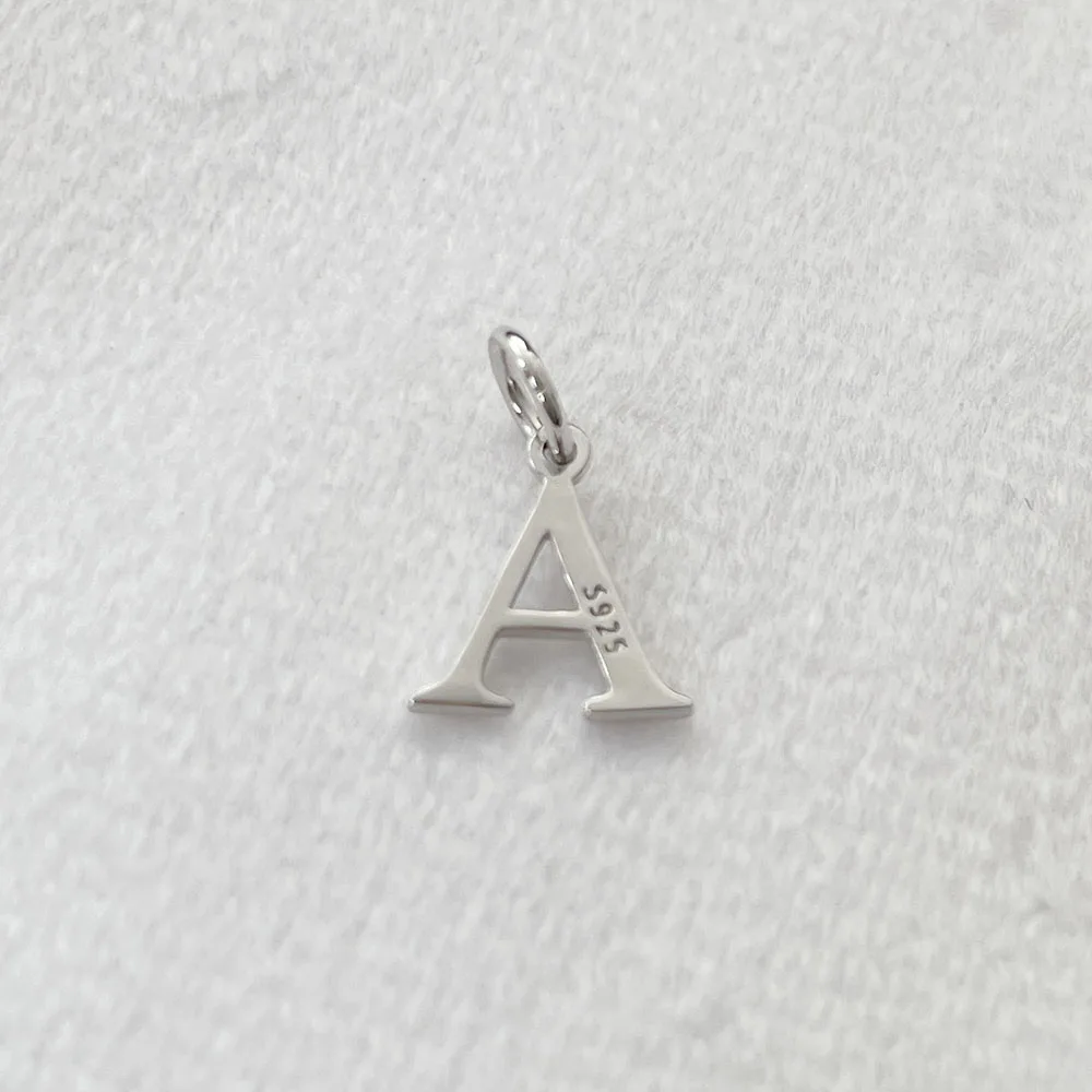 حقيقي نقي 925 فضة رسائل A-Z الأولي Charms قلادة للنساء الفتيات Pingente Undertale هدية للأصدقاء الرجال المجوهرات #1