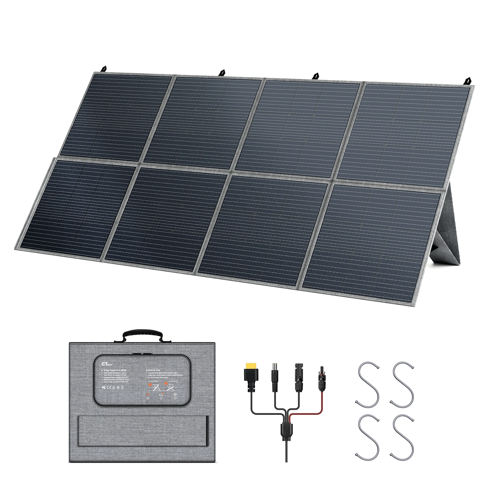 CTOLITY 400W ETFE Solar-Batteriepanel, faltbares, tragbares Solarladegerät für Solarstromgeneratoren, 23% hohe Umwandlungseffizienz, SP400 41V 9,8A für Camping, Wohnmobil, Yacht und netzunabhängiges