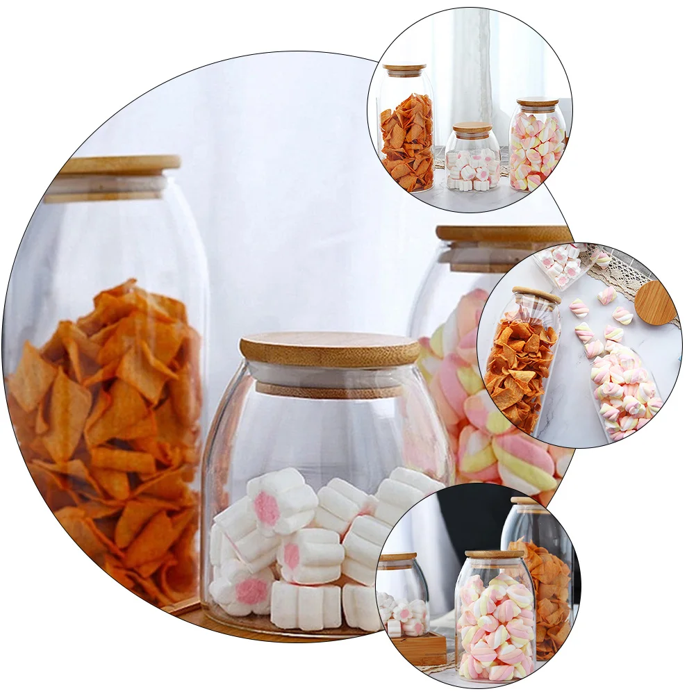 

Sealed Jar Food Can Transparent Storage Airtight Kitchen Jars Wood Cereal Container