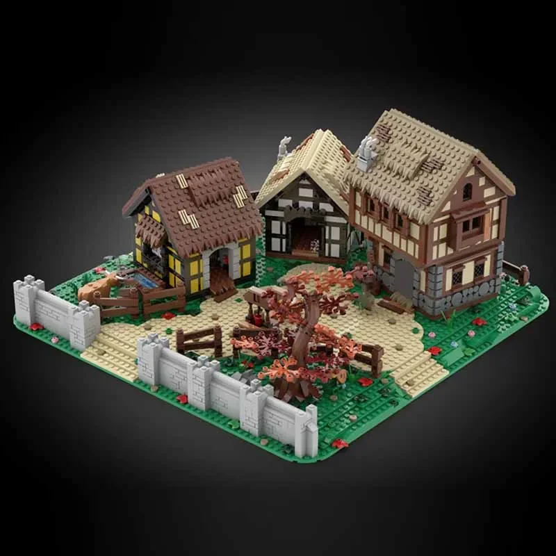 Medieval Castle Model MOC Building Bricks Medieval Thatched Cottages Modular Technology Gifts Holiday Assemble Children Toy Suit