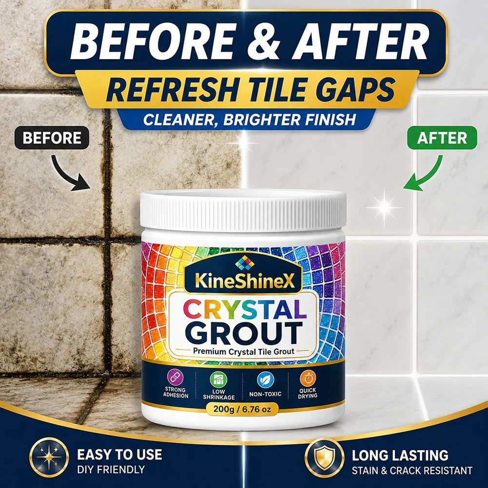 200g High-Strength Waterproof Crystals Tile Grout Premium Crystals Tile Grout Repair Kit With Scraper For Kitchens Bathrooms