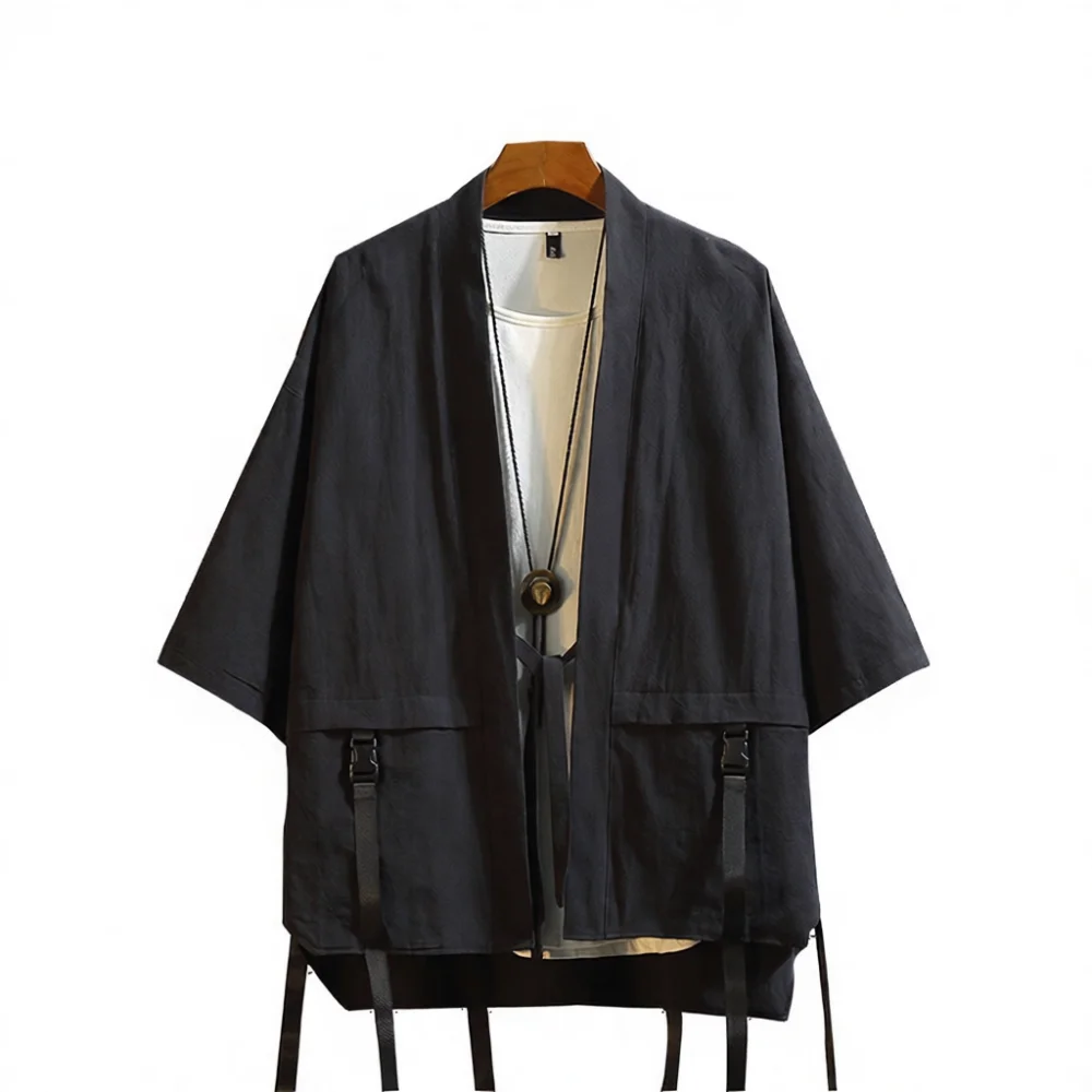 Street Fashion Kimono - Japanisches Kimono-Hemd für Herren, Sommer, locker