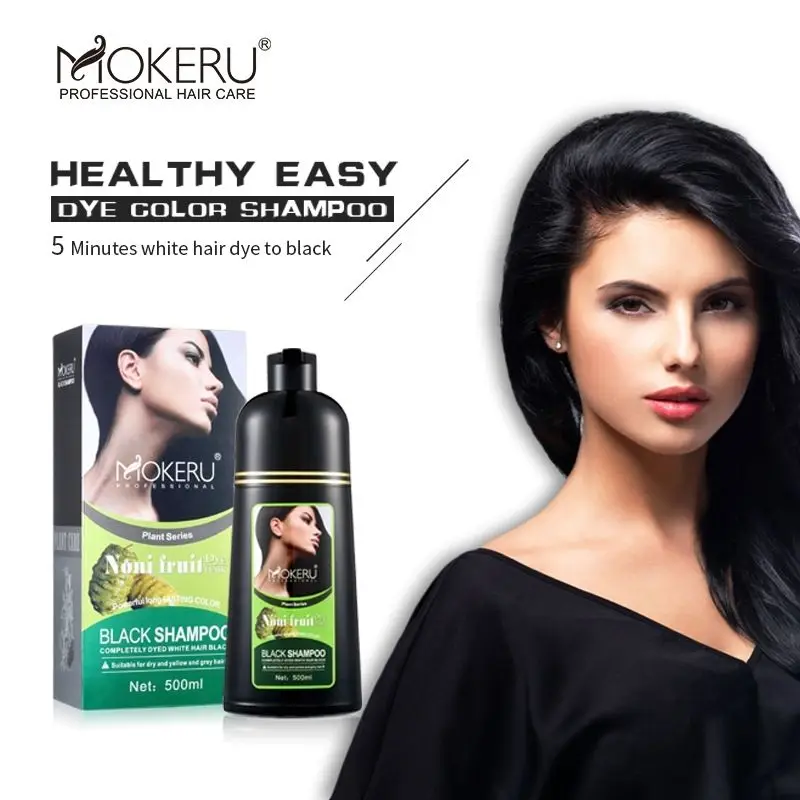 

500ML Mokeru Organic Natural Fast Hair Dye Plant Essence Permanent Black Hair Color Dye Shampoo For Cover Gray White Hair