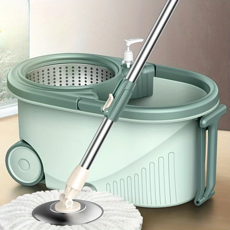 

Dual-Drive Rotary Mop Set with Bucket, 360° Spin Mop for Wet & Dry Floor Cleaning, Hands-Free Wringing, Easy Home Use