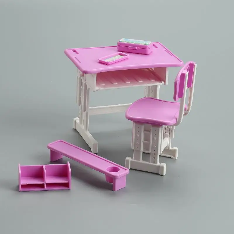 1/12 Simulazione di casa delle bambole Mini sedia da scrivania Set di modelli Materiale scolastico per casa delle bambole Decorazione Micro scena Puntelli di costruzione