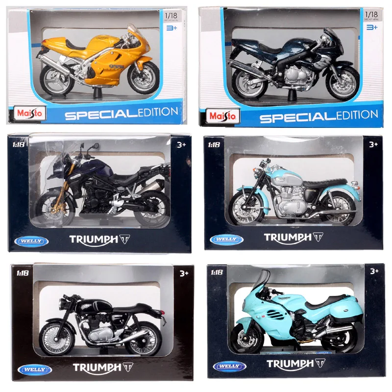 

Maisto 1/18 Triumph Tiger Thruxton 1200 Trophy Daytona 955i Bonneville Thunderbird Sprint Motorcycle Diecast Toy Model Bike Gift