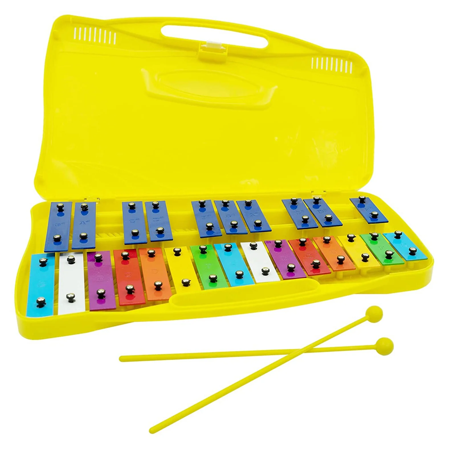 25-Noten-Xylophon mit Koffer, buntes Musikspielzeug, perfekt abgestimmtes Instrument für Erwachsene, Kinder und Kleinkinder, Gelb