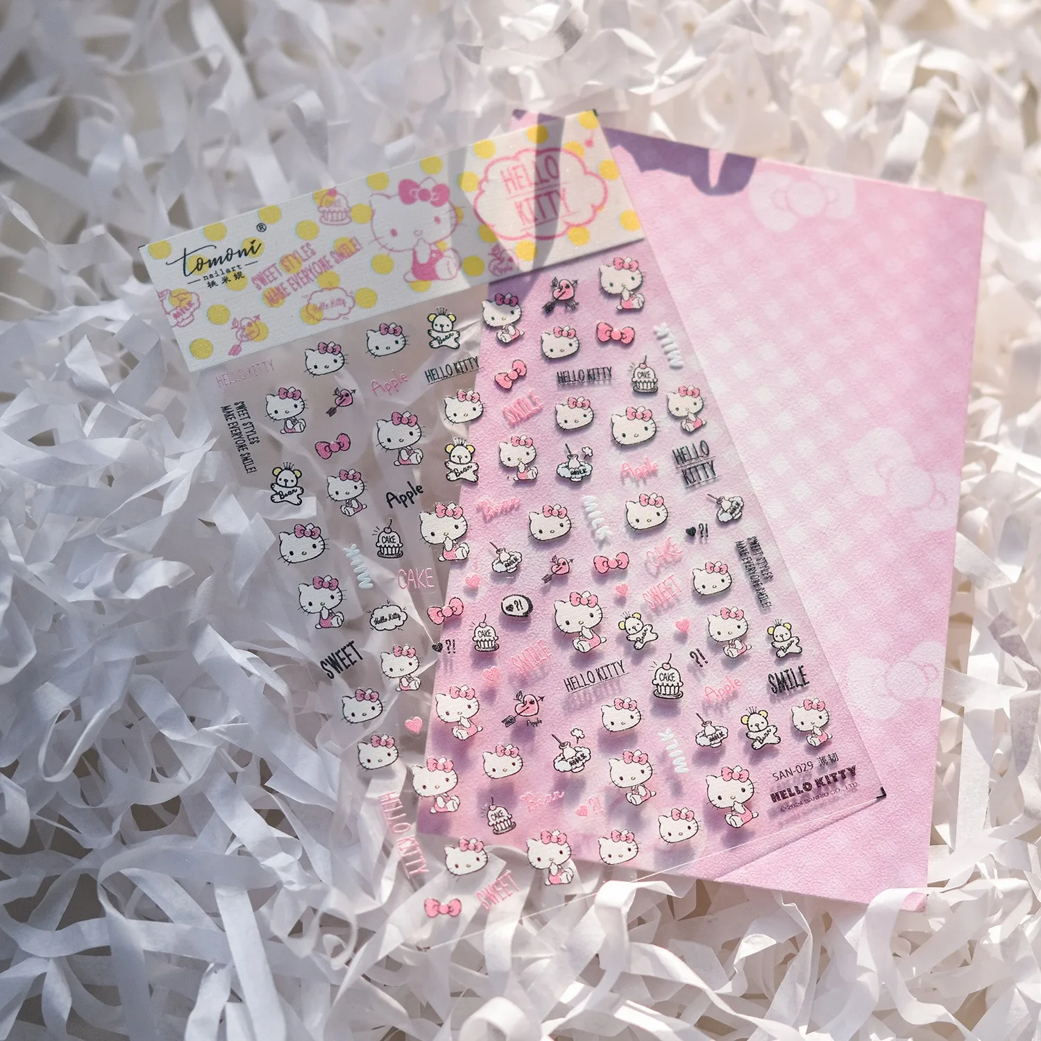 Sanrio Anime Nail Art Supplies Cute Hello Kitty Kuromi Cinnamoroll Pom Pom Purin 5D Nail Stickers Nail Art Decoration